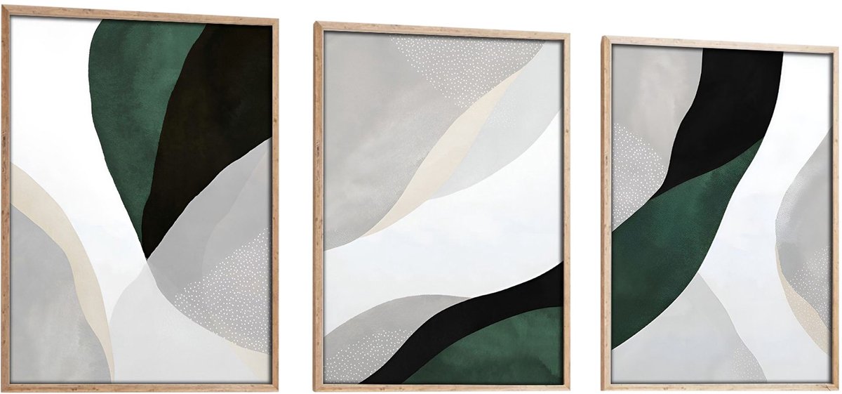 Asir - Decoratief ingelijst MDF-schilderij (3 stuks) - Veelkleurig - 53 x 76 x 7