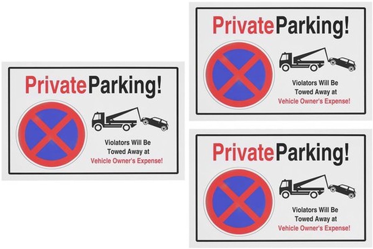 Parkeerverbod Bord 30x20 cm - 3-delige Set - Geen Parkeren Herinnering - Stijve Schuimplaat - Duurzaam - Ideaal voor Buiten - Parkeerbord