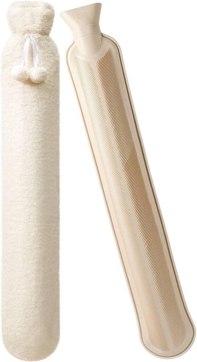 SnelShoppen - Lange Warmwaterkruik met Sleeve, 2 Liter, Zachte Fluffy Warmwaterkruik, Halswarmte, Wolachtige, Voor Menstruatiepijn, Nek, Schouders, On