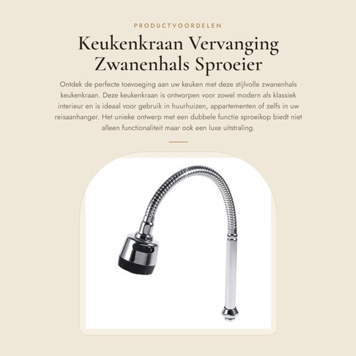 Keukenkraan Zwanenhals - Roestvrij Staal - Sproeikop - Enkele Handgreep - Modern Design - Duurzaam en Krasbestendig - Wastafelkraan