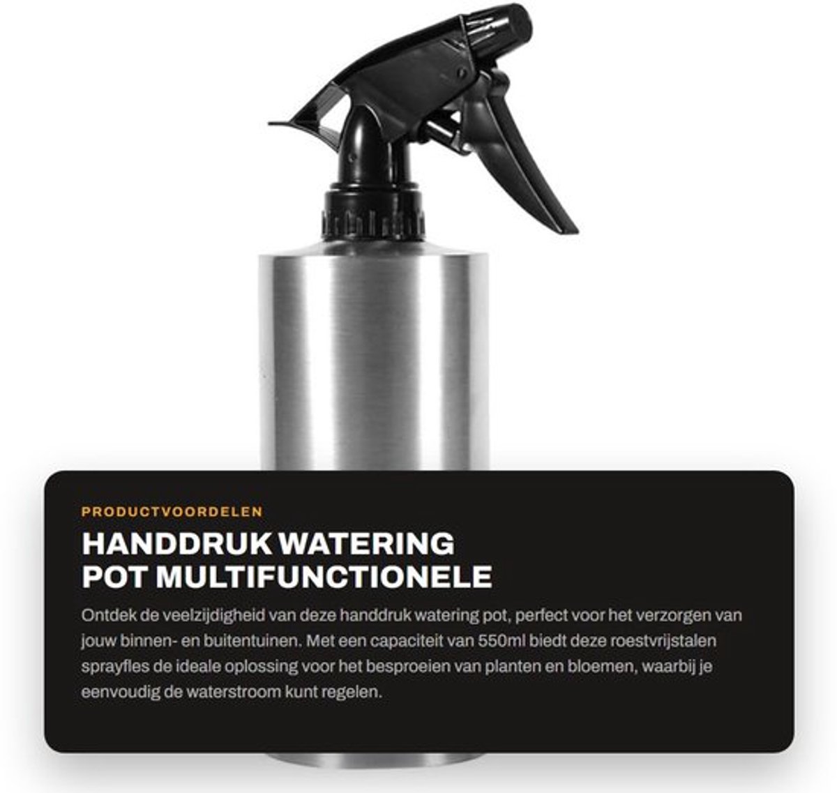 Gieter 250ml - Roestvrij Staal - Multifunctioneel - Pompdruk Sproeier - Voor Binnen/Buiten - Ideaal voor Tuinplanten - Waterfles