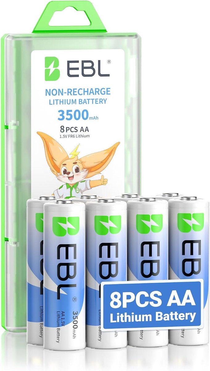 EBL 8-Pack Lithium Batterijen AA 3500 mAh (Niet Oplaadbaar)