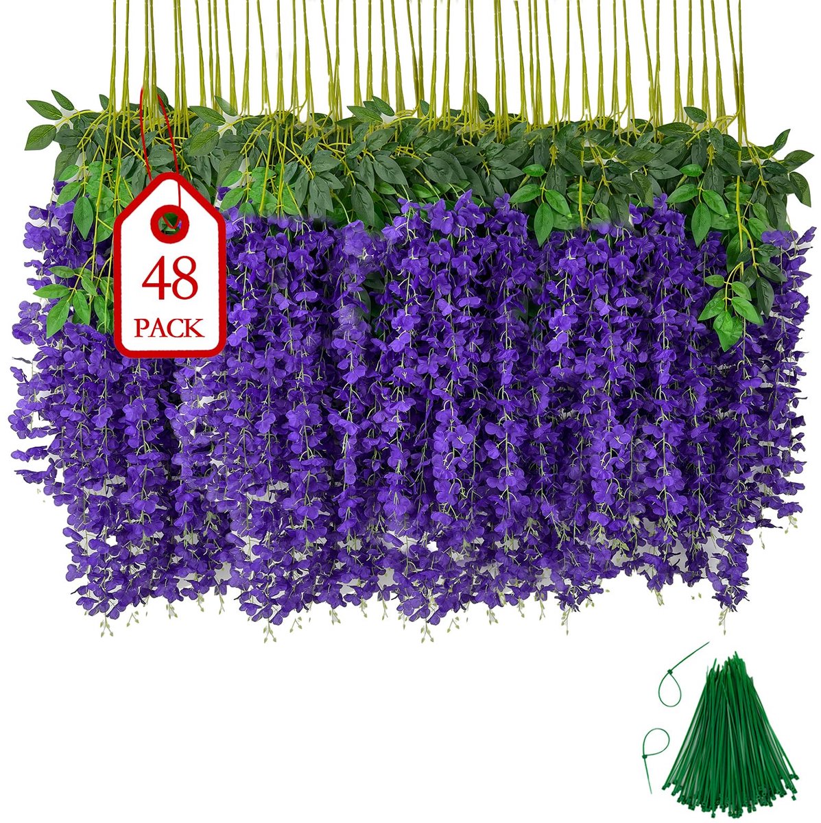 SnelShoppen - 24 Stuks Donkerpaars Kunstmatige Hangende Bloemen 3.75 Feet - Perfect voor Feesten, Tuin Decoratie, Bruiloften en Binnenhuis Versiering