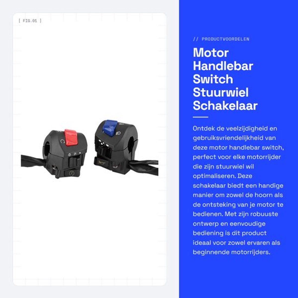 Motor Handlebar Switch - Stuurwiel Schakelaar - Handzaam en praktisch - 7/8 Inch - Start en Hoorn Controle - Geschikt voor Motorfietsen e...