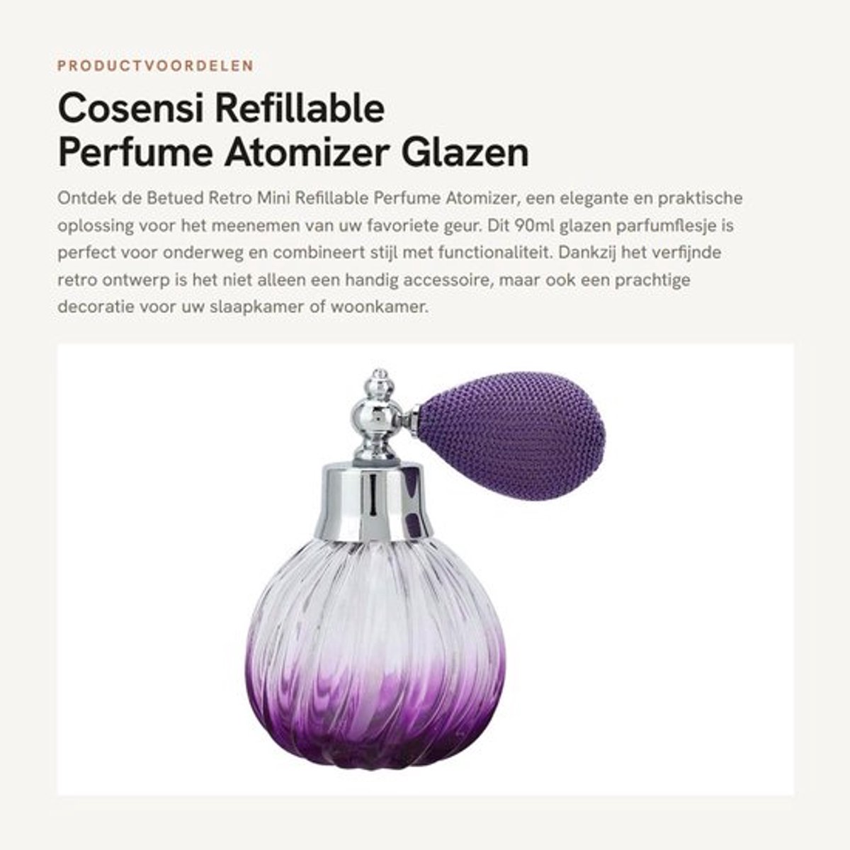 Parfumfles Navulbaar 90ml - Leeg Parfumflesje - Retro Glas - Robuuste Zink Legering - Compact en Lichtgewicht - Perfect voor Parfum en Essentiële Olie - Parfumatomizer