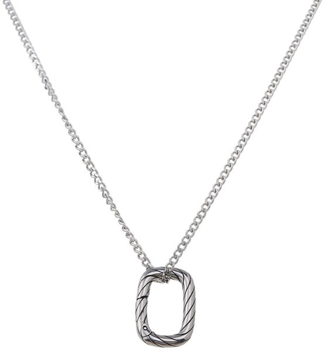 Ringhouder Stijlvol - Roestvrij Staal - Hanger 21,5 mm - Ketting 55 cm - Fluwelen Zakje - Elegant Spiraalpatroon - Sieraad