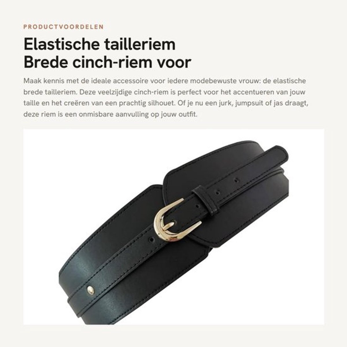 Tailleriem Dames - Brede Elastische Cinch-Riem - Stijlvol Accessoire - Perfect voor Jurk/Jumpsuit - Flatterend voor Alle Figuren - Ideaal Cadeau - Damesriem