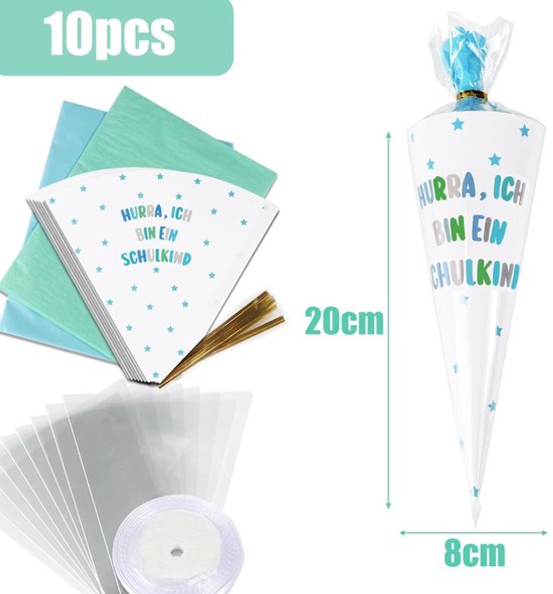 Wenskaarten Set - Wenskaarten Blanco - Wenskaarten Verjaardag - Wenskaarten Geboorte - Wenskaarten Bedankt - 10 Kleine Schooltassen van Papier