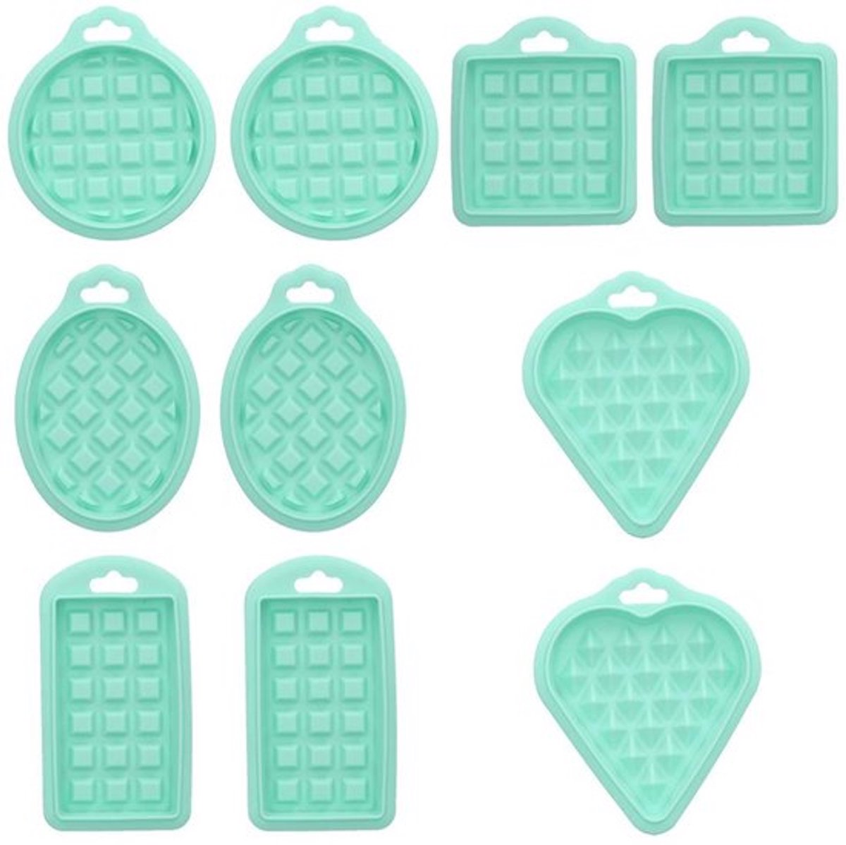 Wafelmal set van 10 - Hartvormige wafelvormen - Siliconen - Antiaanbak - Duurzaam - Hittebestendig - Bakvorm