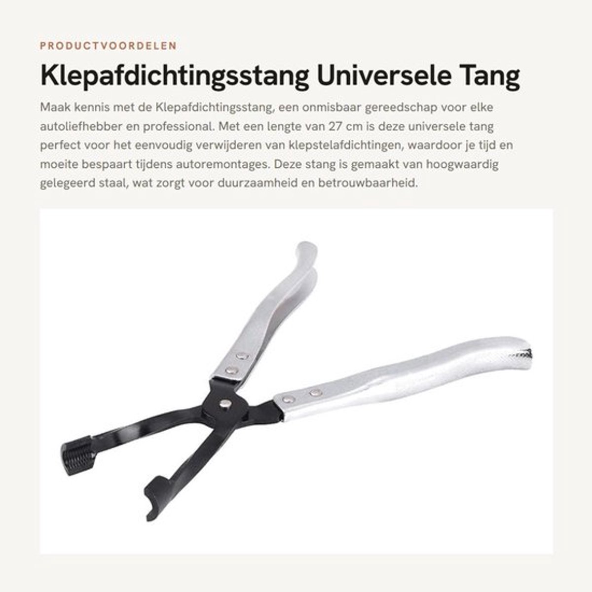 Klepafdichtingsstang 27 cm - Universele Tang - Gereedschap voor Verwijderen - Standaard USA - Roestvrij Staal - Kwaliteitsproduct