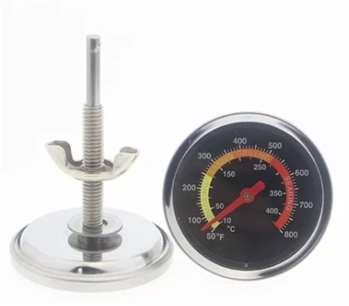 Oventhermometer digitaal - Metalen Behuizing - Meetbereik 50 tot 400℃ - Bimetalen Thermometer - Antislip Beugel - Lichtgewicht 70g - Grillthermometer