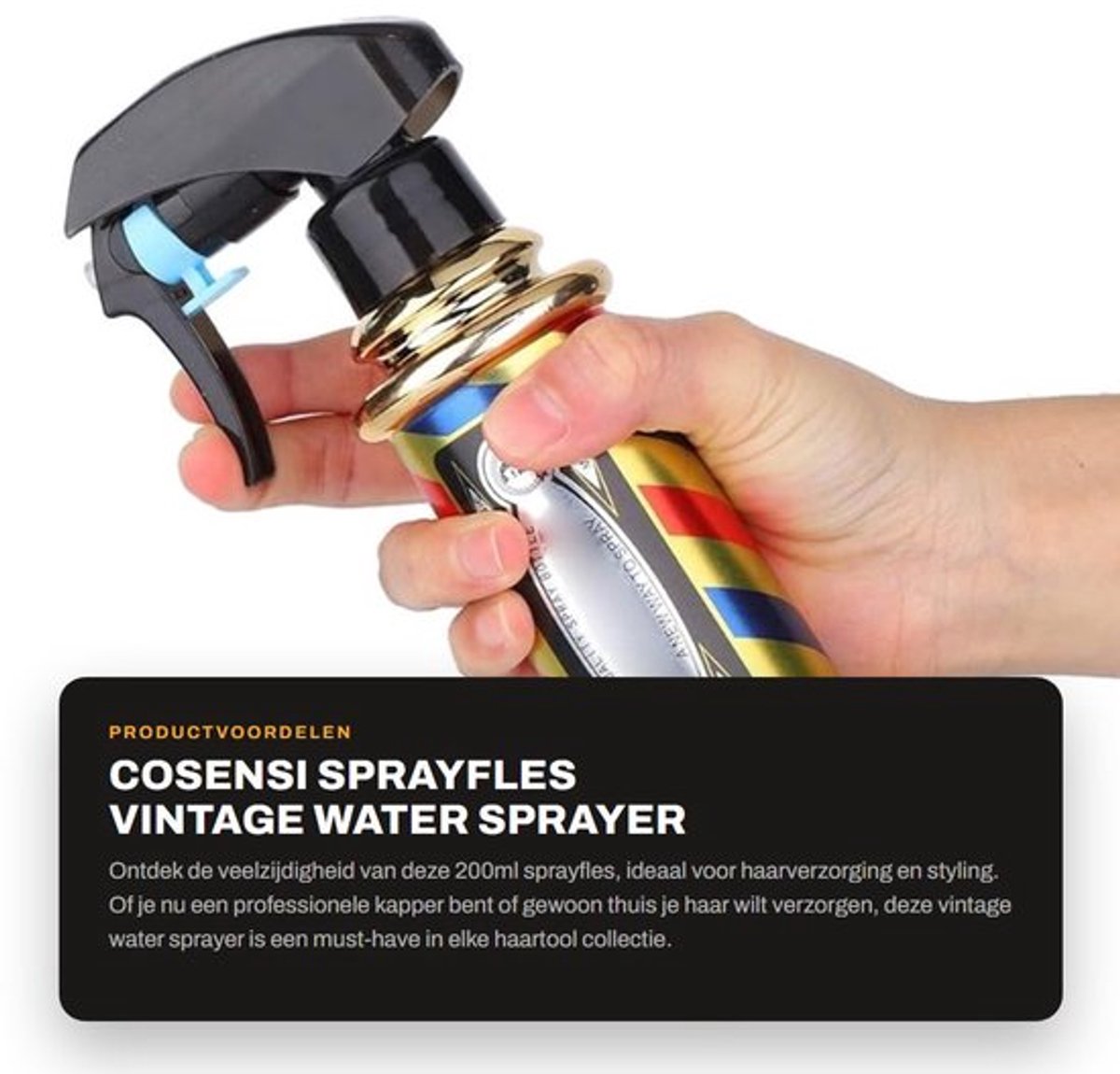 Sprayfles 200ml - Verstuiver Haar - Salon Spuitfles - Vintage Waterverstuiver - Fijnnevel Verstuiver - Comfortabele Handgreep