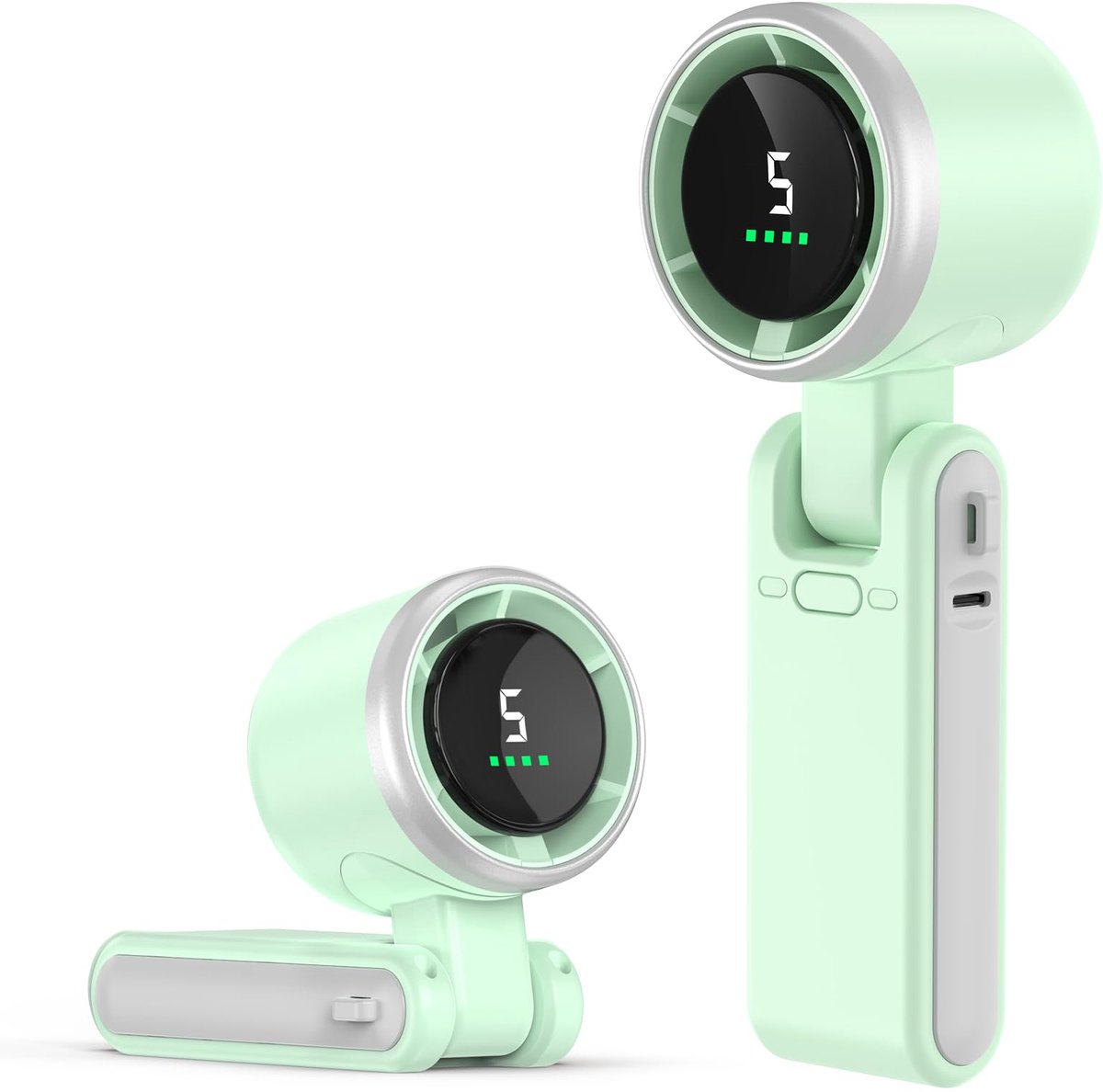 SnelShoppen - Draagbare Mini Ventilator Handventilator Turbo 180° Opvouwbaar 5 Snelheden USB-oplaadbare Bureauventilator Outdoor Kleur Zwart