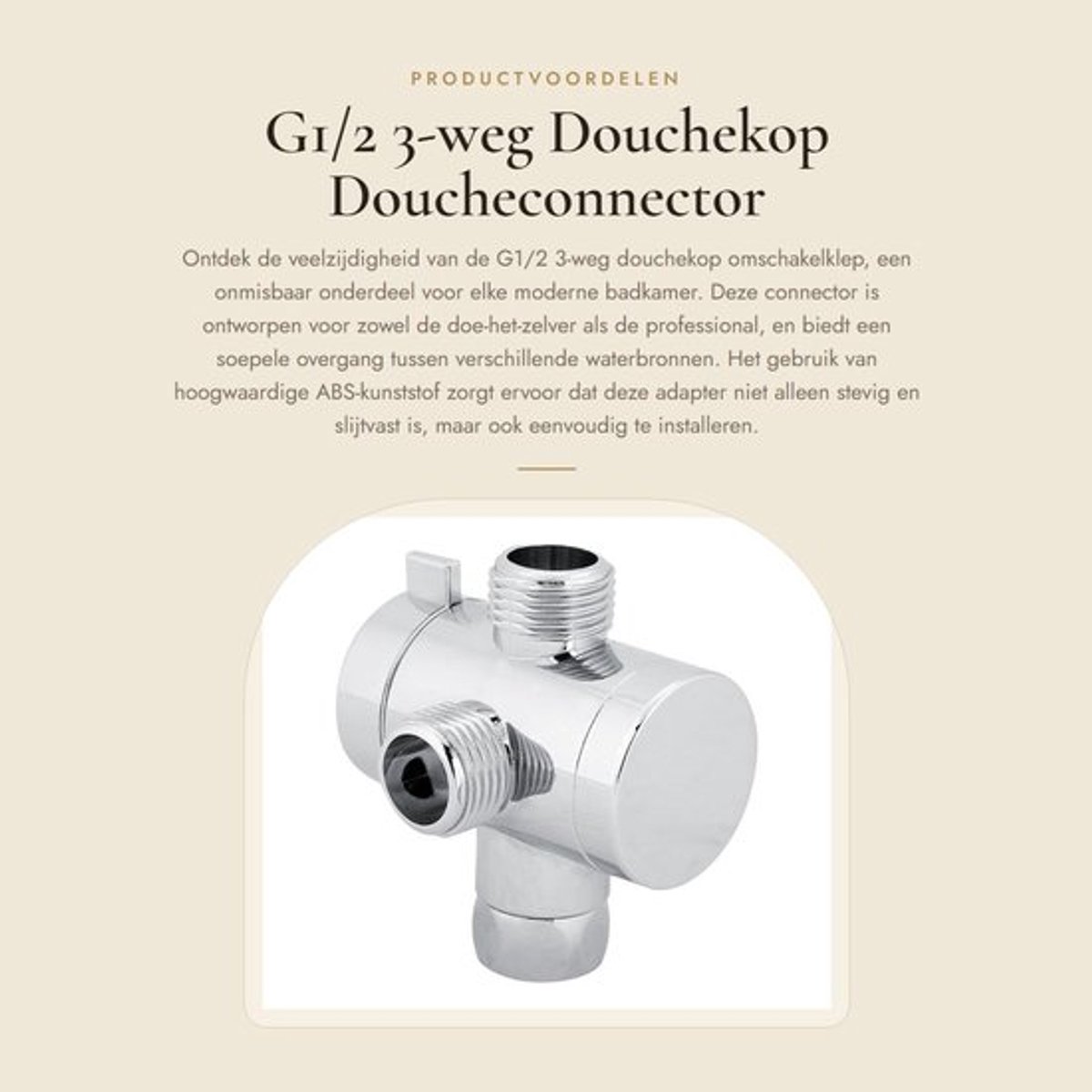 G1/2 3-weg Douchekop - Doucheconnector - Slijtvast en stevig - Universeel formaat - Waterstroom omleiden - Geschikt voor thuisbadkamer -...