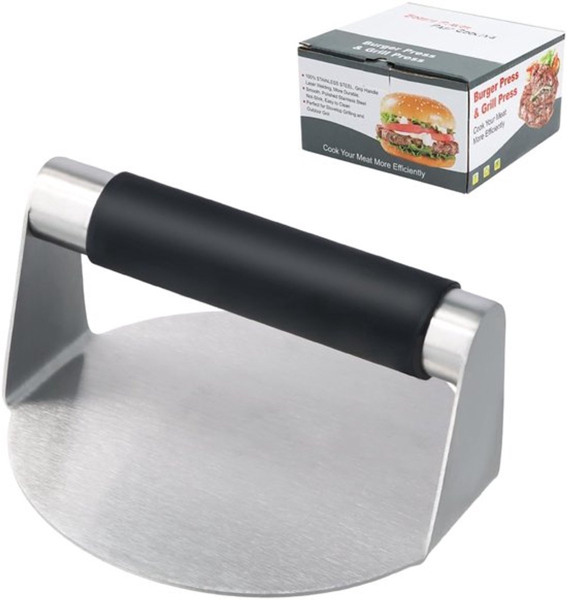 Professionele Smash Burgerpers van Roestvrij Staal, 14 cm