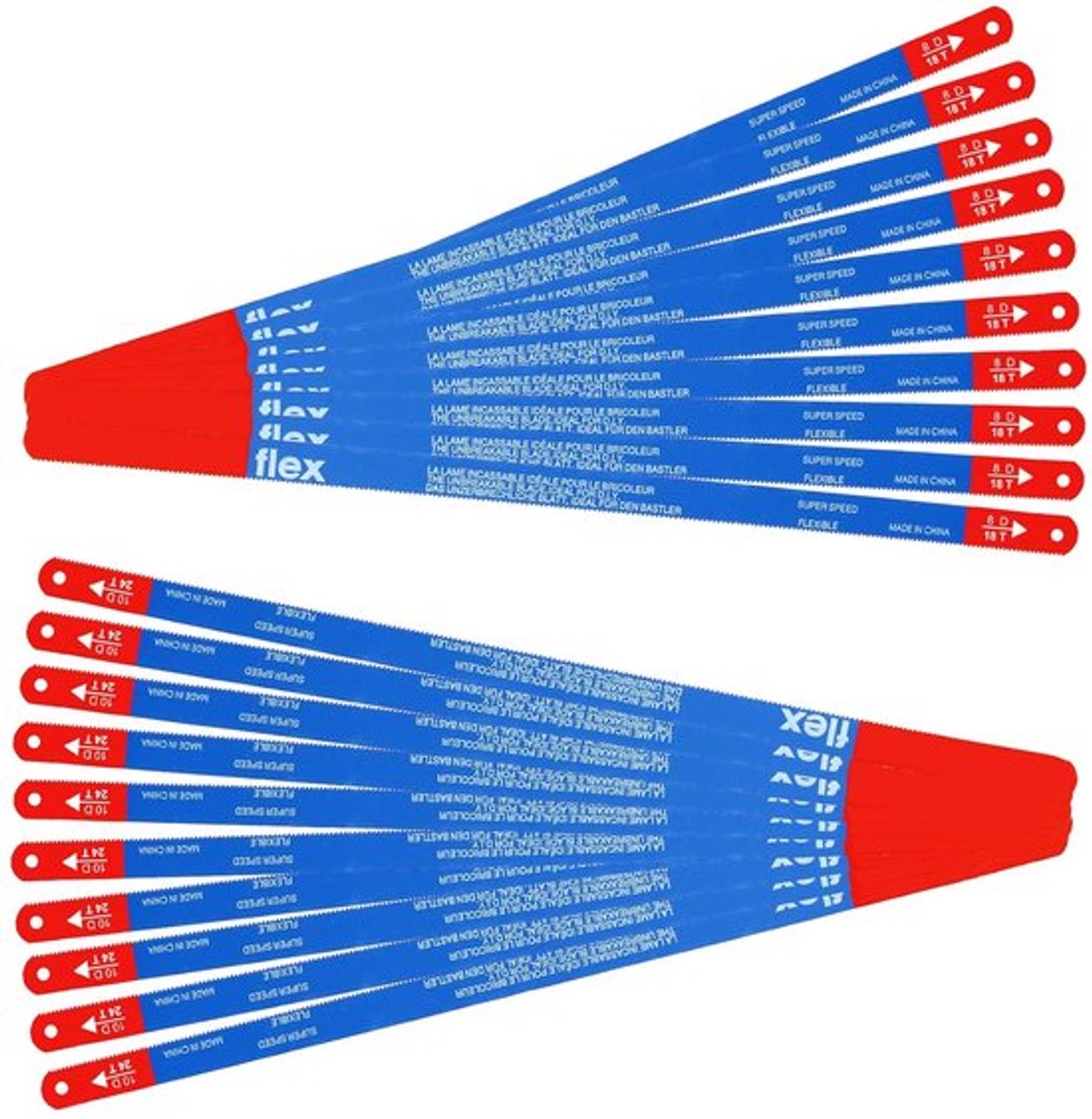 SnelShoppen - Bi-Metal Handzaagblad 300mm - Hacksaw Blades, Flexibel en Slijtvast, Inclusief 10x 18tpi & 10x 24tpi, Ideaal voor Klussen en Houtbewerki