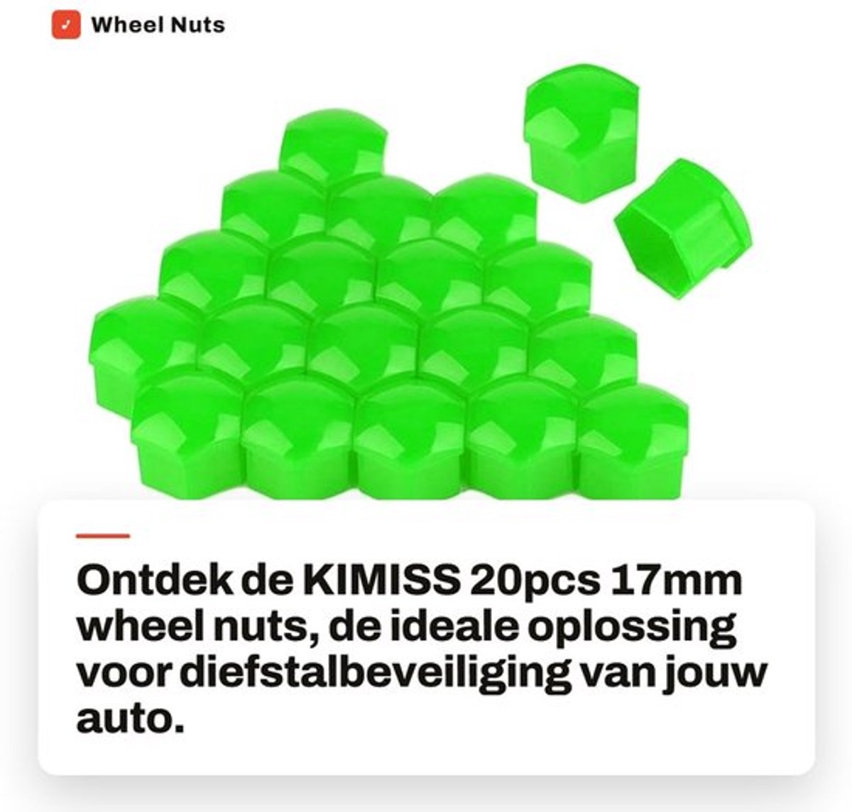 Wielmoeren 20 Stuks - Diefstalbeveiliging - Bescherming - 17 mm - Hoogwaardig Nylon - Geschikt voor 21 mm Schroeven - Wielnaafafdekking