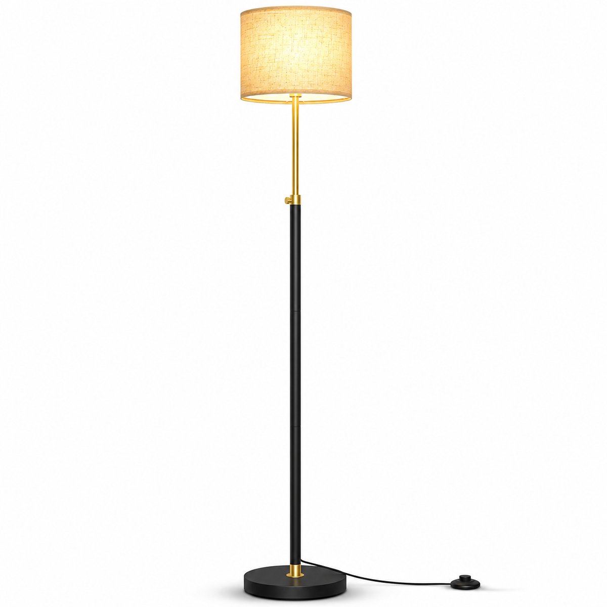 ITRONIQ Vloerlamp Woonkamer Verstelbaar - Staande LED Lamp Inclusief Lichtbron - Leeslamp E27 - Moderne Vloerlamp - Zwart Goud