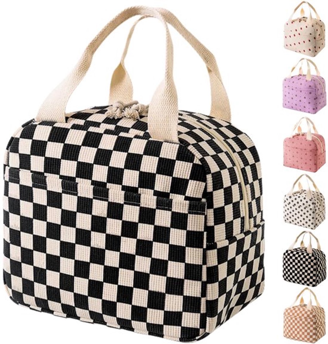 Lunchtas grote geïsoleerde - herbruikbare draagtas - lichtgewicht - 9L capaciteit - modern design - luxe corduroy buitenkant - Lunchbox