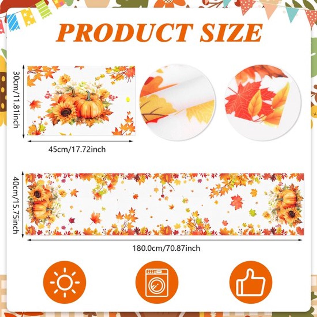 Tafelloper Herfstdecoraties - Esdoornbladeren - Placemat Stof - Duurzaam - Wasbaar - Gezellige Herfstsfeer - Tafelkleed