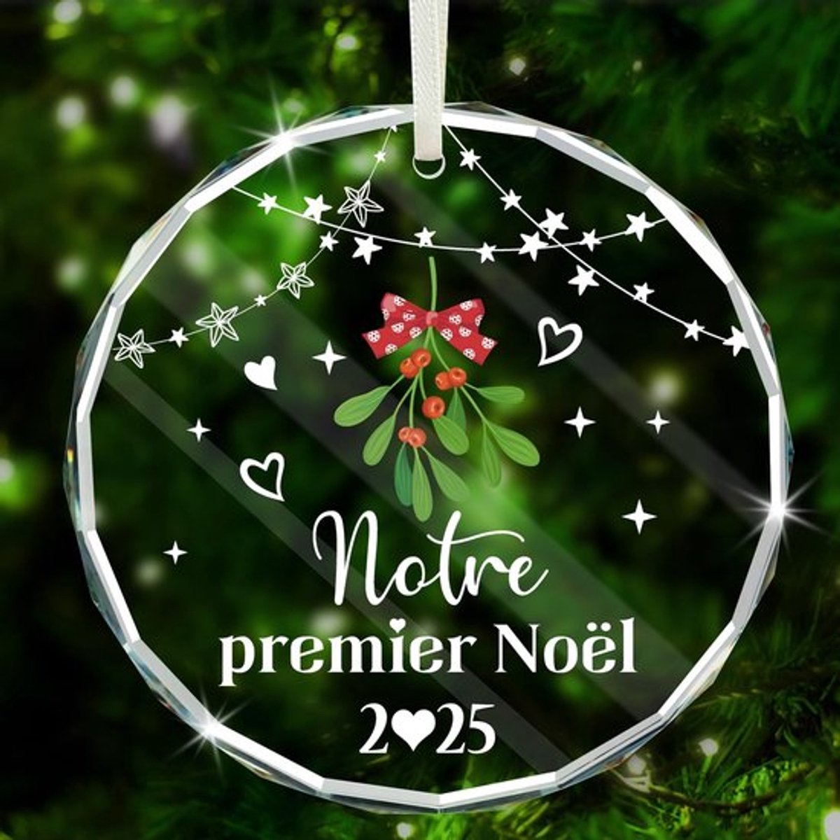Kerstbal 2025 - Kristallen Glazen Bal - Cadeau voor Stel - Decoratie Kerstboom - Met Doos - Vintage Design - Kerstdecoratie