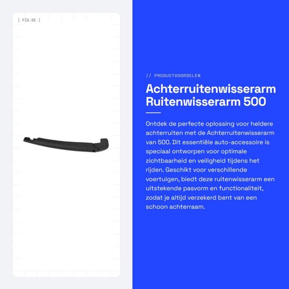 Achterruitenwisserarm - Geschikt voor 500 - Ruitenwisserarm 312 - Rubber - Zwart - Auto Accessoires