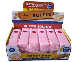 Squishy butter strawberry - boter aardbei 13 cm - fidget - roze - 1 stuk
