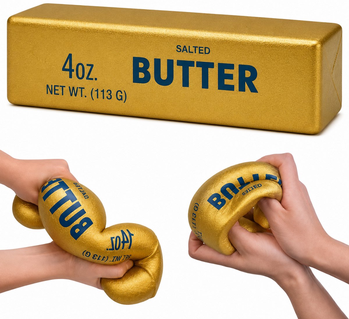 Premium Gouden Boter Squishy Stressbal – Slow Rising Fidget Toy – Anti Stress Speelgoed – Zacht Knijp Speeltje – Goud – Voor Kinderen & Volwassenen
