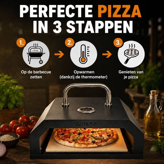 HEAT Eldhus Pizzaoven Box - Inclusief Pizzasteen & Thermometer — afbeelding 3