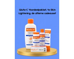 Gluta-C Voordeelpakket – 4× Skin Lightening – De Ultieme Cadeauset – Verhelderende & Hydraterende Huidverzorgingsset – Helpt Donkere Vlekken te verminderen, Egaliseert de Huidtint & Laat de Huid Stralend, Zacht & Gezond Achter