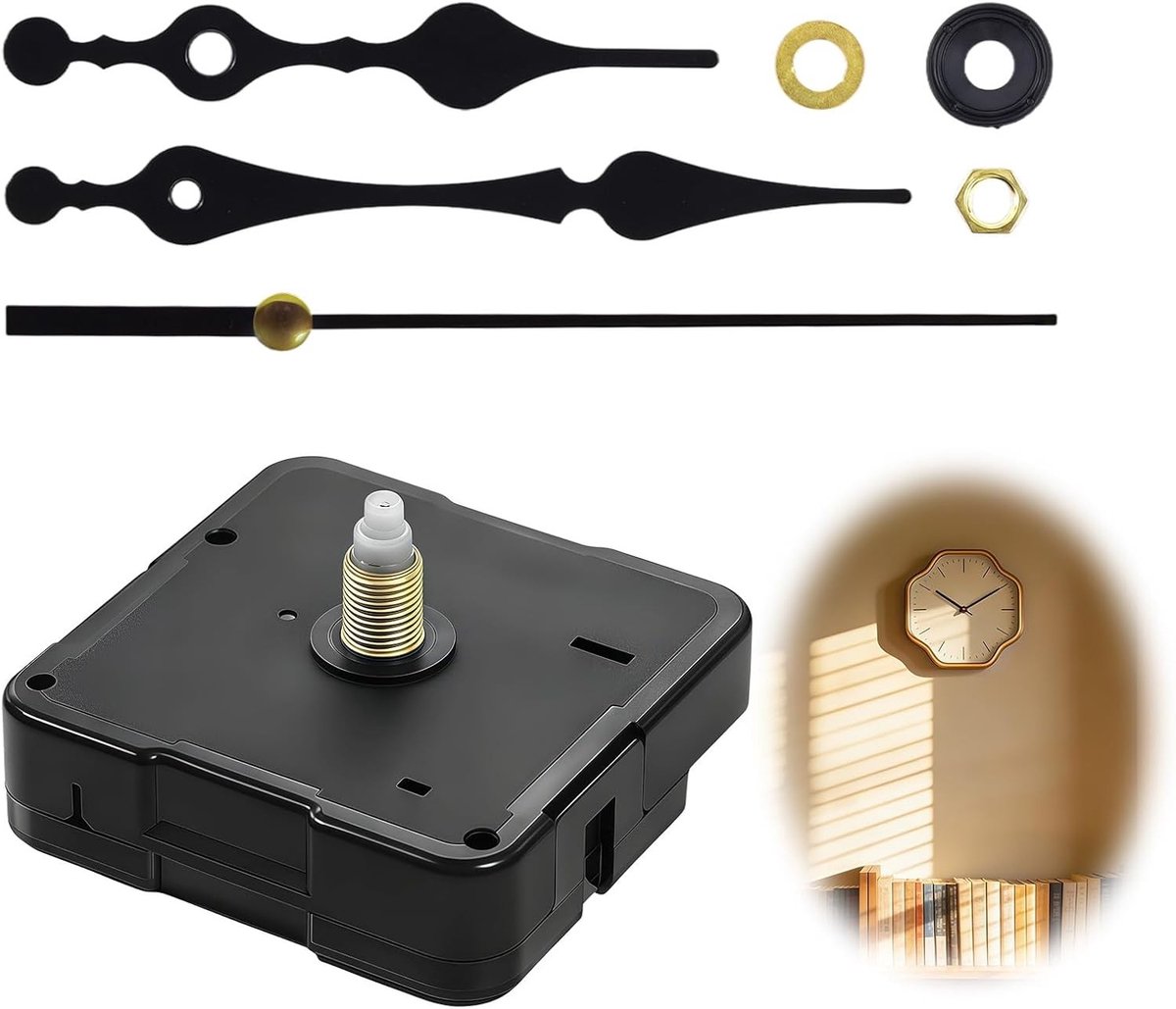 Geruisloos kwartsuurwerk voor wandklok, zelfmontage met wijzer, reserveonderdelen en reparatieset voor doe-het-zelf horloge, perfect voor knutselprojecten