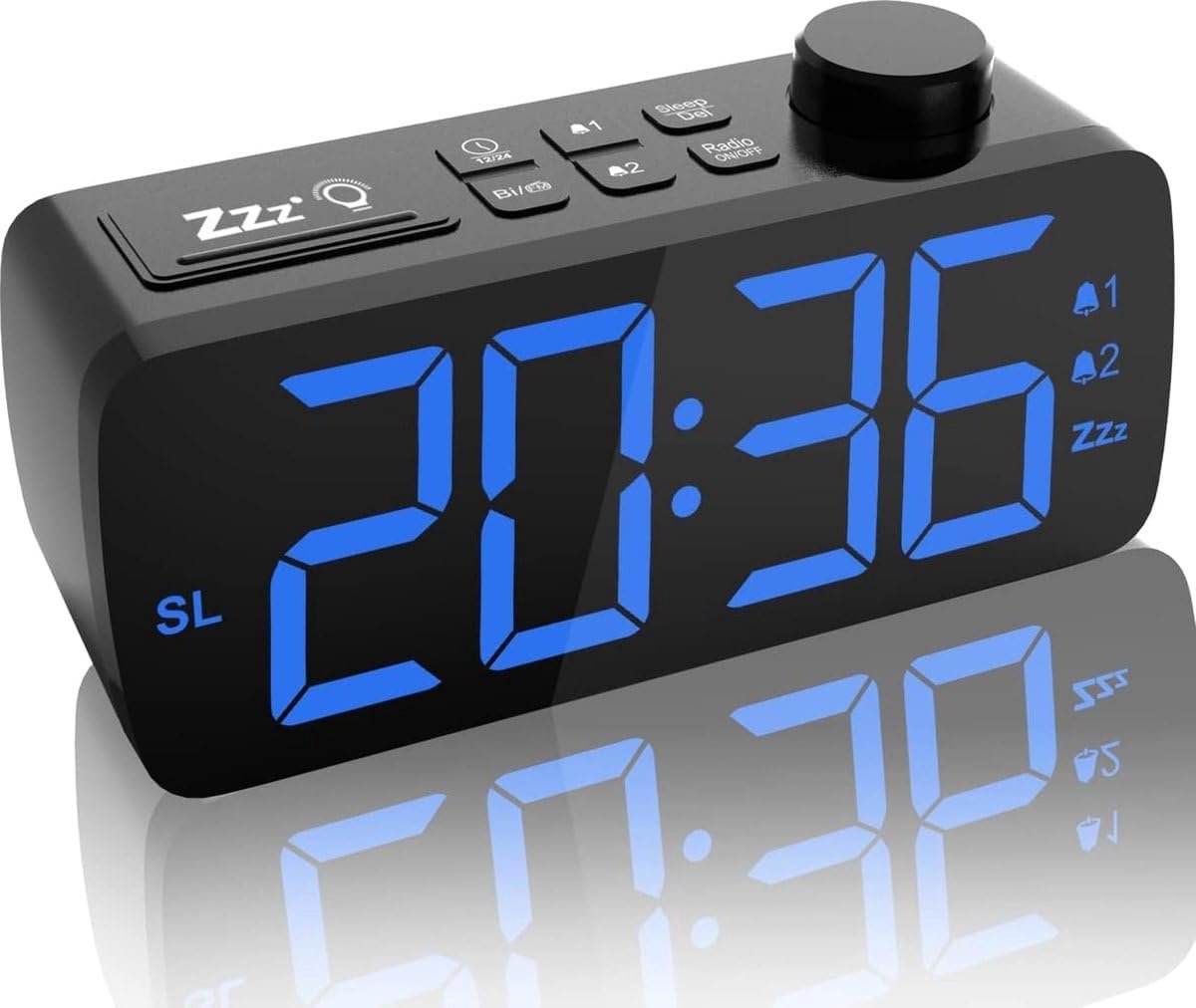 SnelShoppen - Wekkerradio met 2 Alarmtijden, 6x Dimbaar, Kindvriendelijke Functies, Radio met Slaaptimer, 20 Instelbare Zenders, Perfect voor Kinderen