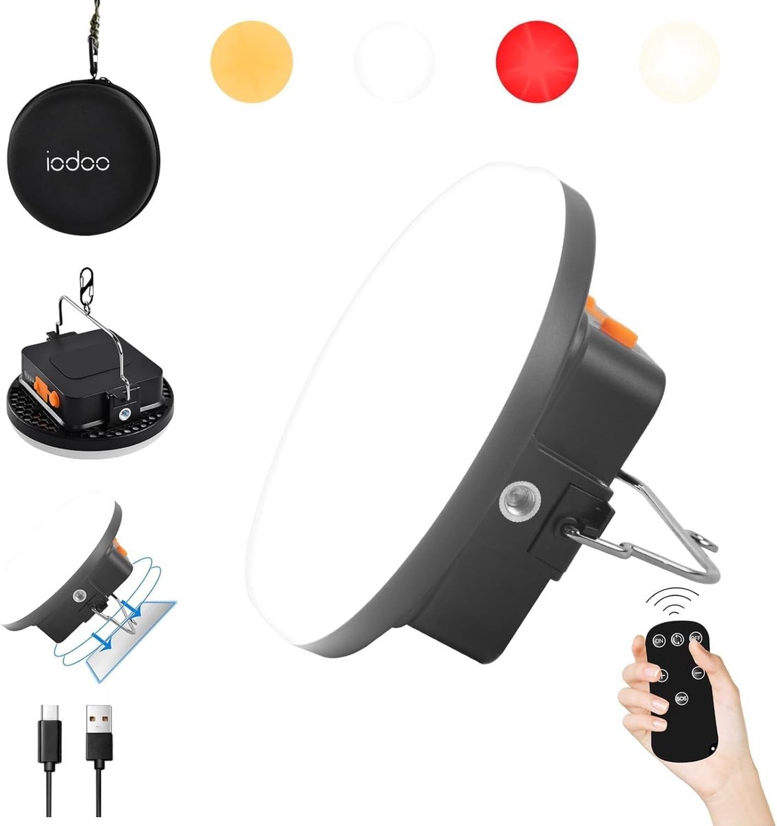 Oplaadbare LED Campinglamp met 12000 mAh Powerbank, 2500 Lumen en Afstandsbediening voor Tent, Wandelen en Noodsituaties