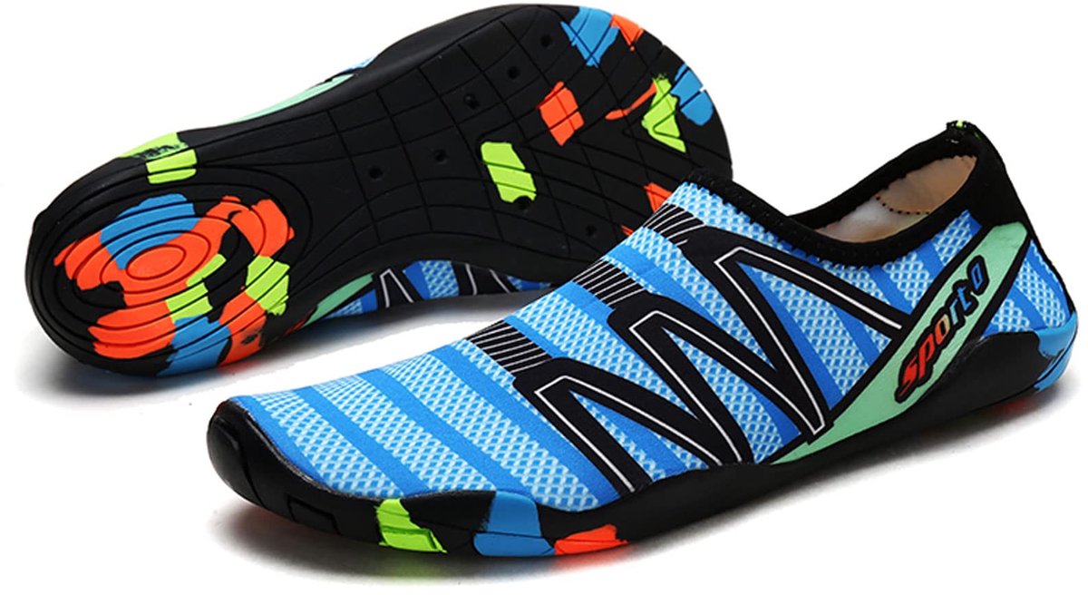 SnelShoppen - Waterschoenen voor Vrouwen en Mannen - Sneldrogende Blotevoetenschoenen - Lichtgewicht Aqua Schoenen in Blauw - Perfect voor Strand, Zwe