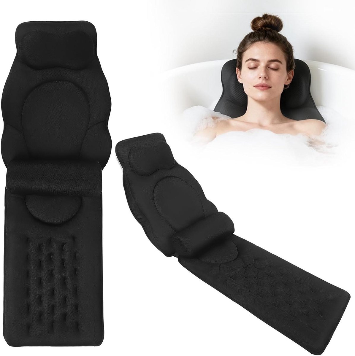 Badkussen Hele Lichaam - Badmat Comfort - Ontspanning in Bad - Sneldrogend 4D Mesh - 138x45 cm - Grijs
