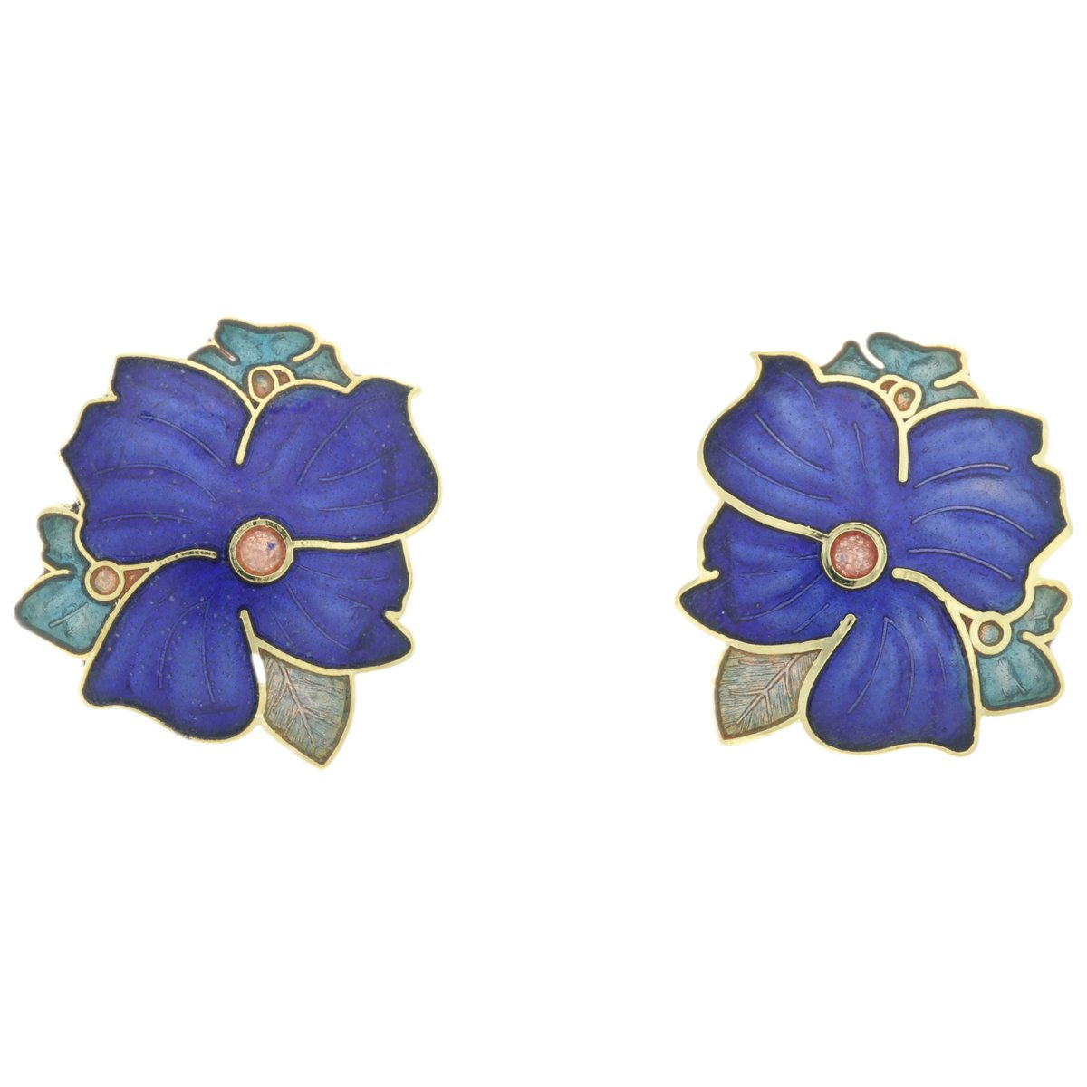 Behave - Oorstekers dames - bloemmotief - blauw en paars - 2,2 cm