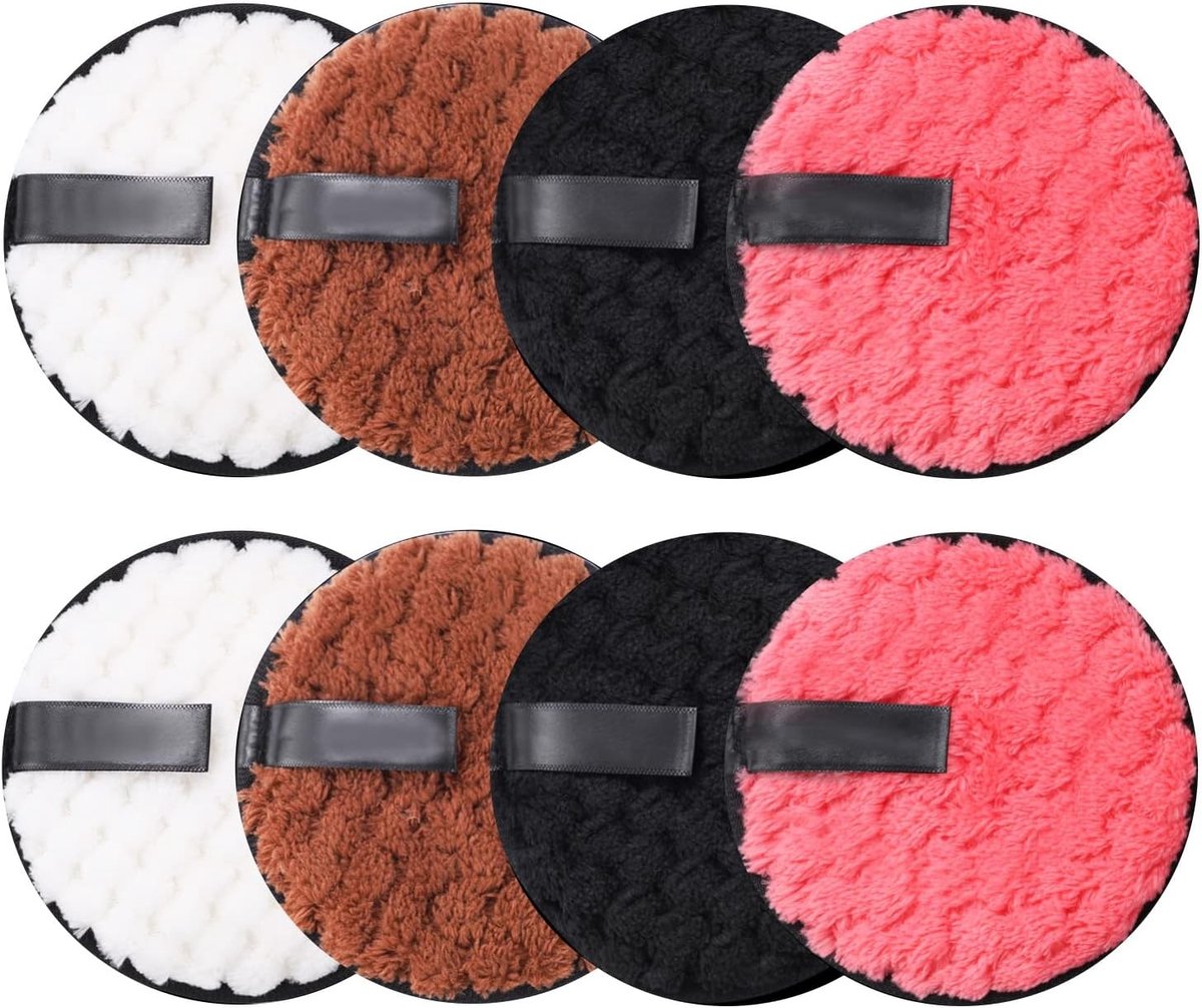 Herbruikbare Katoenen Make-up Verwijderaars, Set van 8, Zachte Microfiber, Dubbelzijdig, Ideaal voor Gezichtsreiniging en Huidverzorging (11,5 cm, 4 Kleuren)