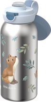 Mepal Isoleerfles met flipdop Campus - 500 ml - Waterfles RVS - Lekdicht - Hygiënische deksel - Forest Friends