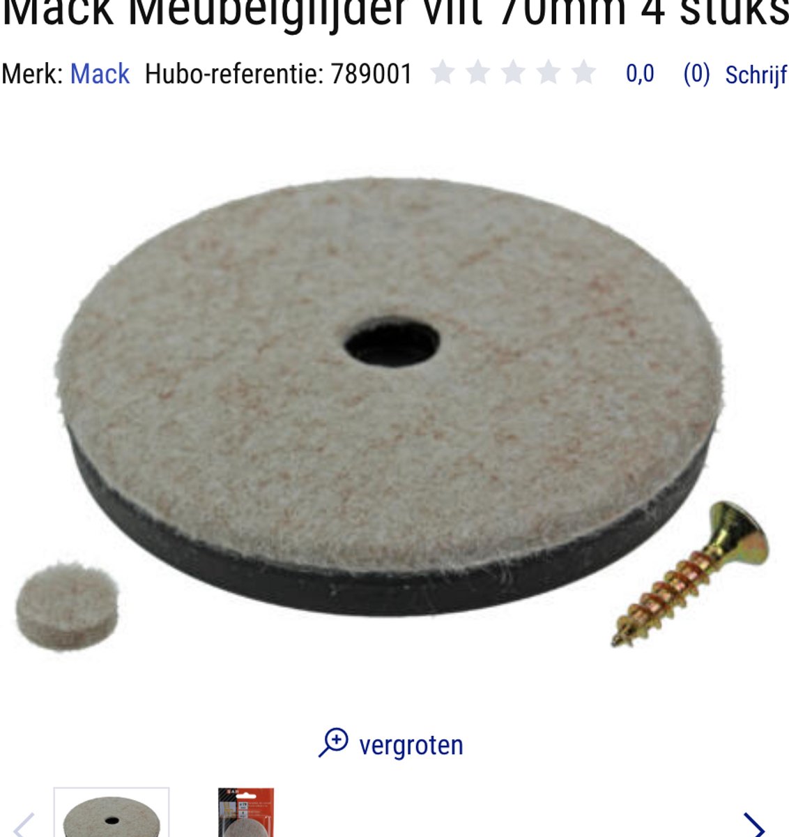 Mack Meubelglijder vilt 70mm 4 stuks