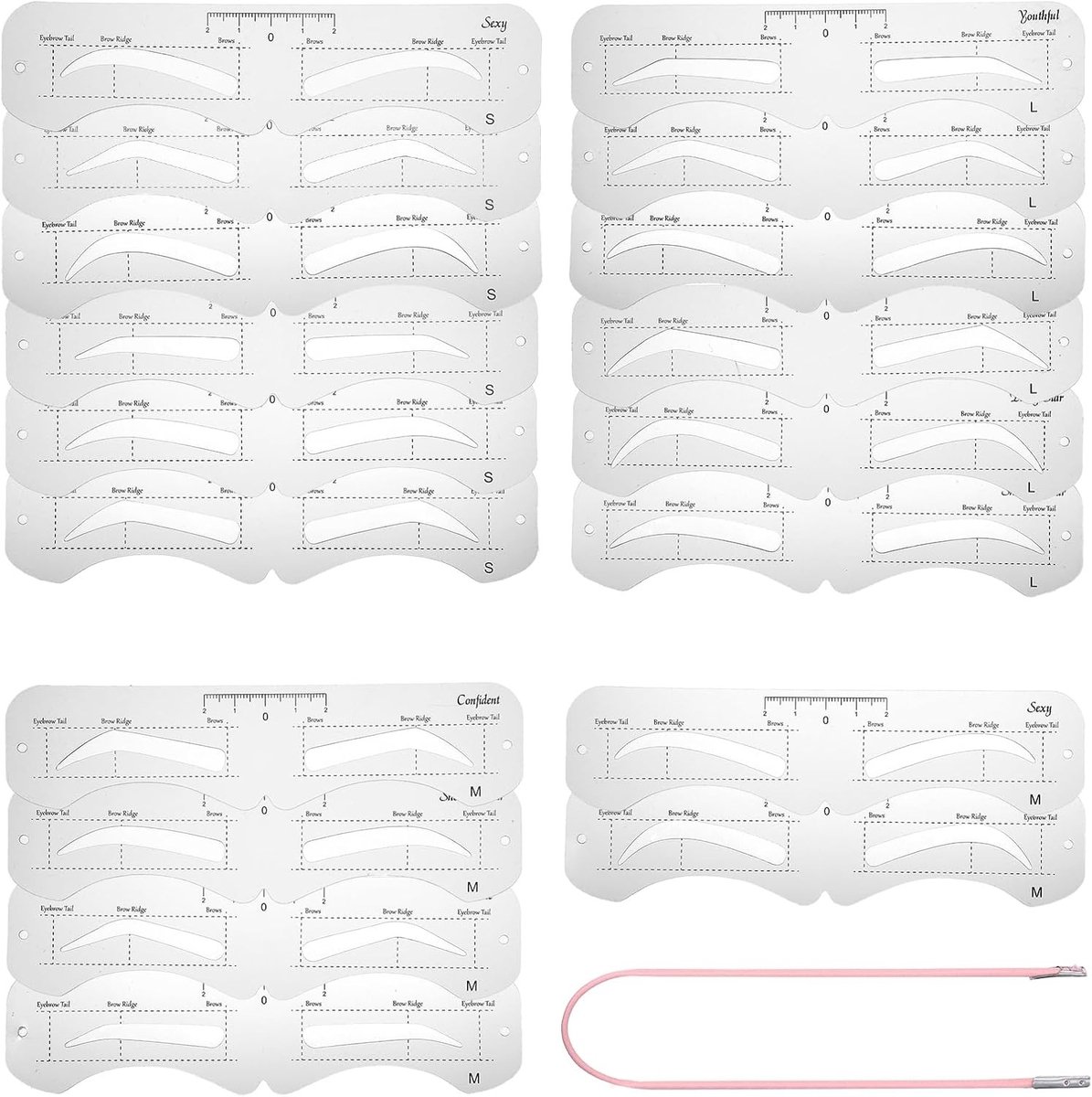 Set van 18 Herbruikbare Wenkbrauw Sjablonen voor Nauwkeurige Styling en Symmetrie - Ideaal voor Beginners en Thuisgebruik in de Badkamer