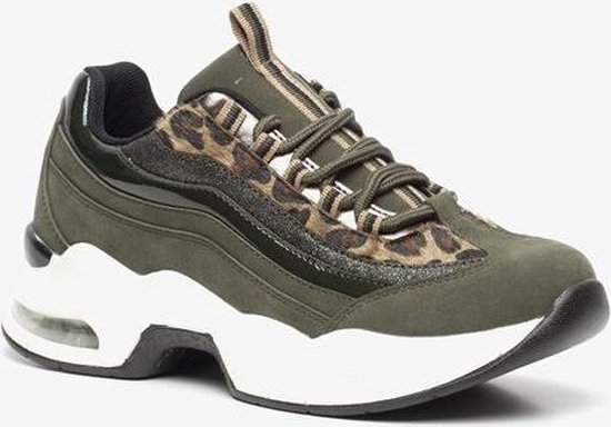 Blue Box dames leopard dad sneakers - Groen - Maat 40 | bol.com