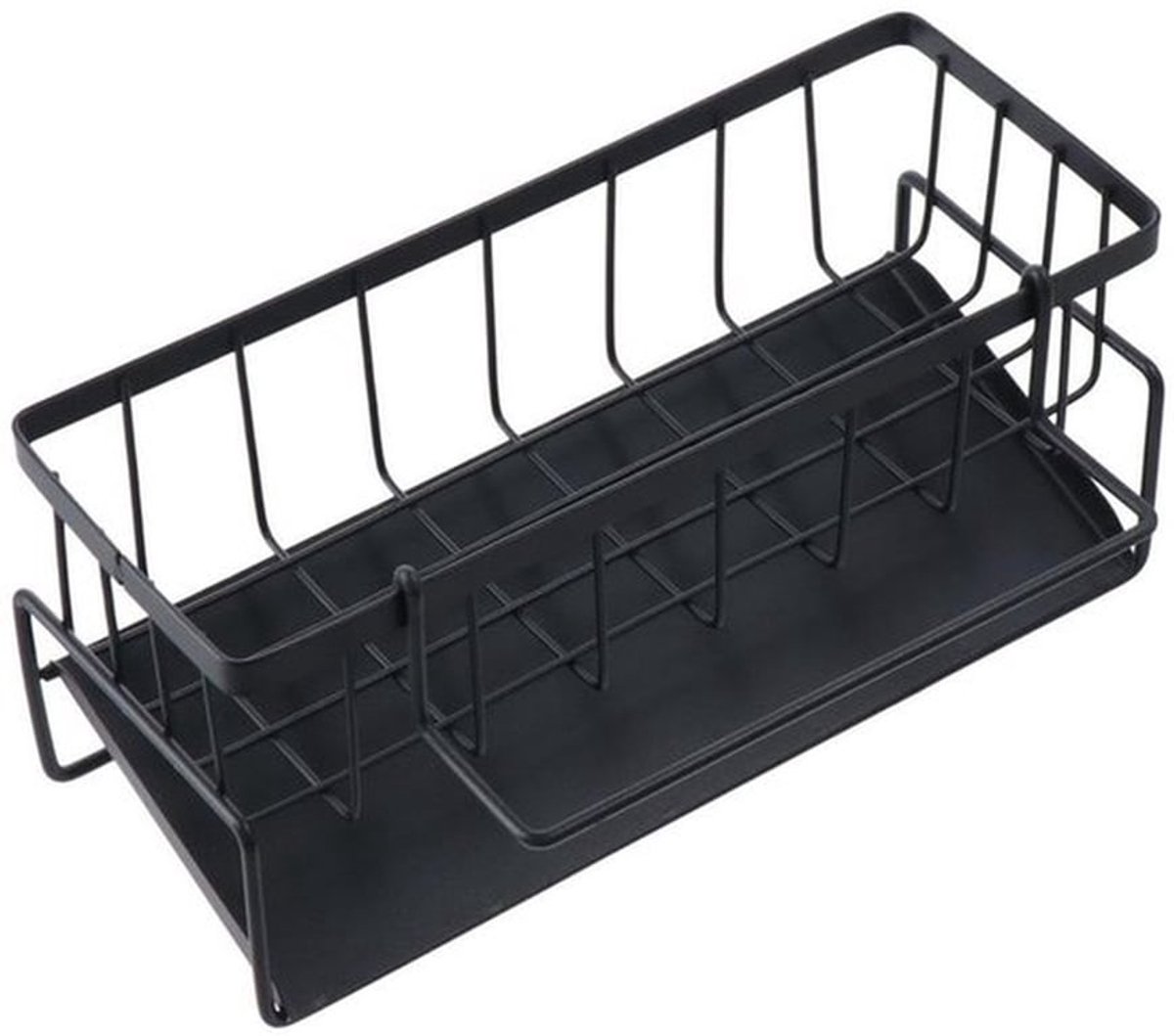 Spoelbakorganizer met zelfledigende afvoerbak - Keukensponshouder - Organizer voor borstels/sponzen/zeep - Praktische oplossing - Efficiënt opbergen - Gootsteenorganizer