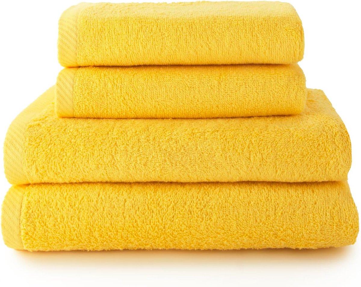 SnelShoppen - Handdoeken set - 2 handdoeken 100x50 cm + 2 badhanddoeken 70x140 cm - 100% katoen, 500 g/m², snel drogend, lintvrij, verkrijgbaar in 14