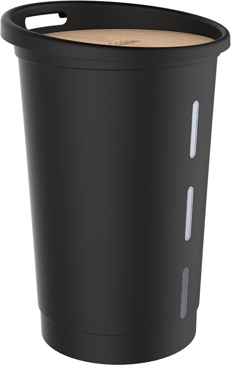 SnelShoppen - Pellet box met wielen 38L voor 25 kg houtpellets - Zwart, Ø 39.5 x 60.5 cm - Ideaal voor houtkachels en stoven