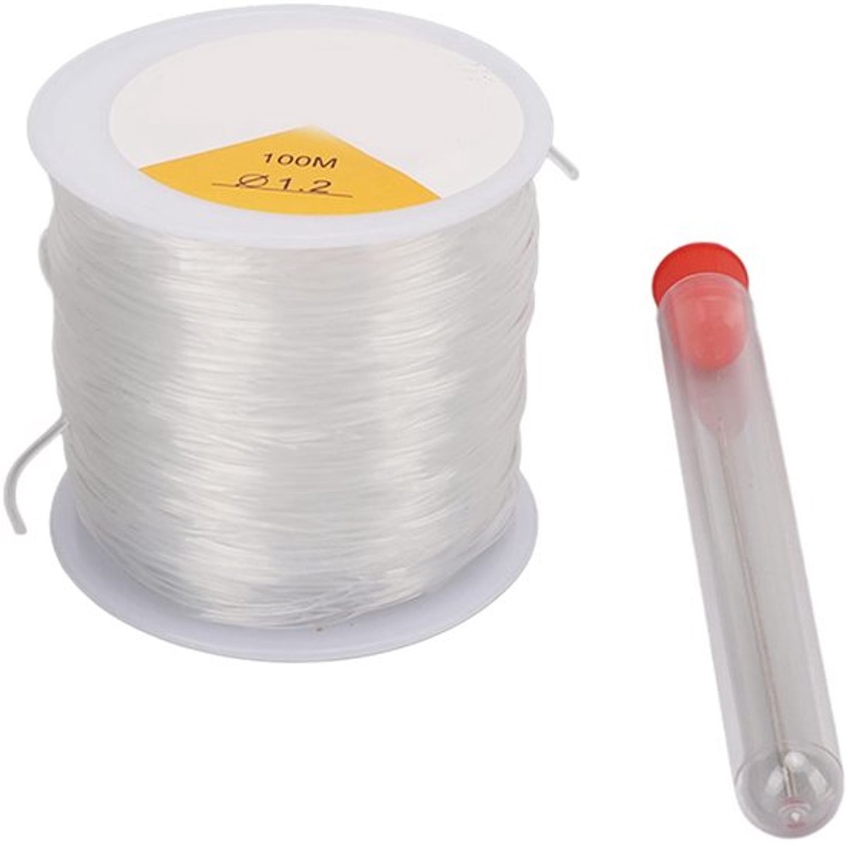 Stretchkoord 1,2 mm - Transparant Elastisch - Kralennaald - Eenvoudige Bediening - Duurzaam - Geschikt voor Handwerk - Kralenkoord
