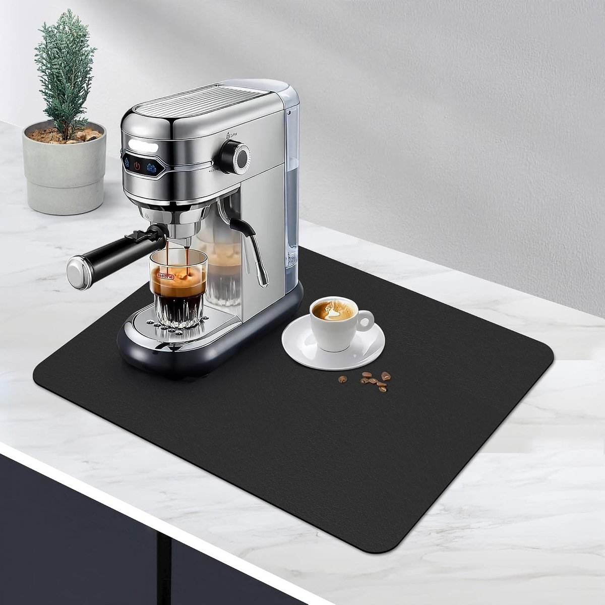 Afdruipmat Keuken - Droogmat Gootsteen - Snel Drogen - Sterk Absorberend PU - 40x30 cm - Zwart