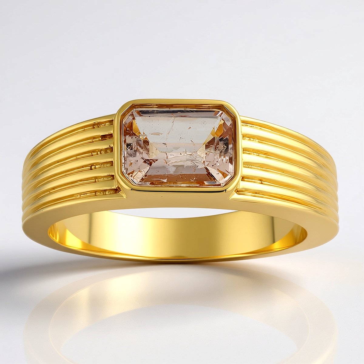 Cavill - Luxe Zilveren Ring met Achthoekige Braziliaanse Morganiet 1,17 ct - 925 Sterling Zilver Verguld - Moderne Elegante Damesring