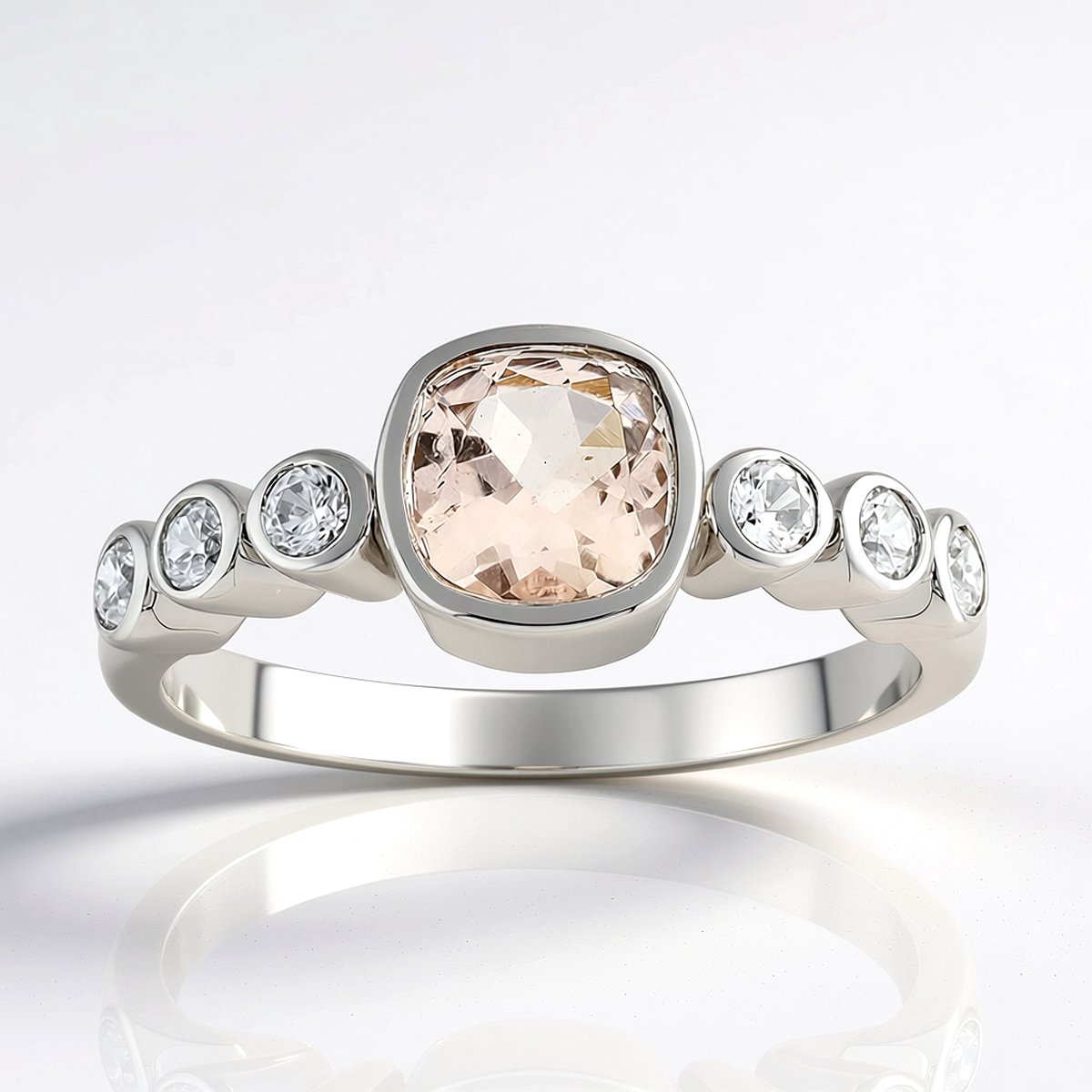 Cavill - Elegante roze Morganiet ring 0,701 ct - 925 Sterling Zilver platina verguld - Antiek kussenslijpsel - Cocktailring