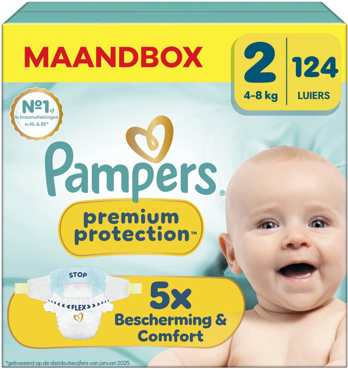 Pampers - Premium Protection - Maat 2 - Maandbox - 124 Stuks - 4-8 kg