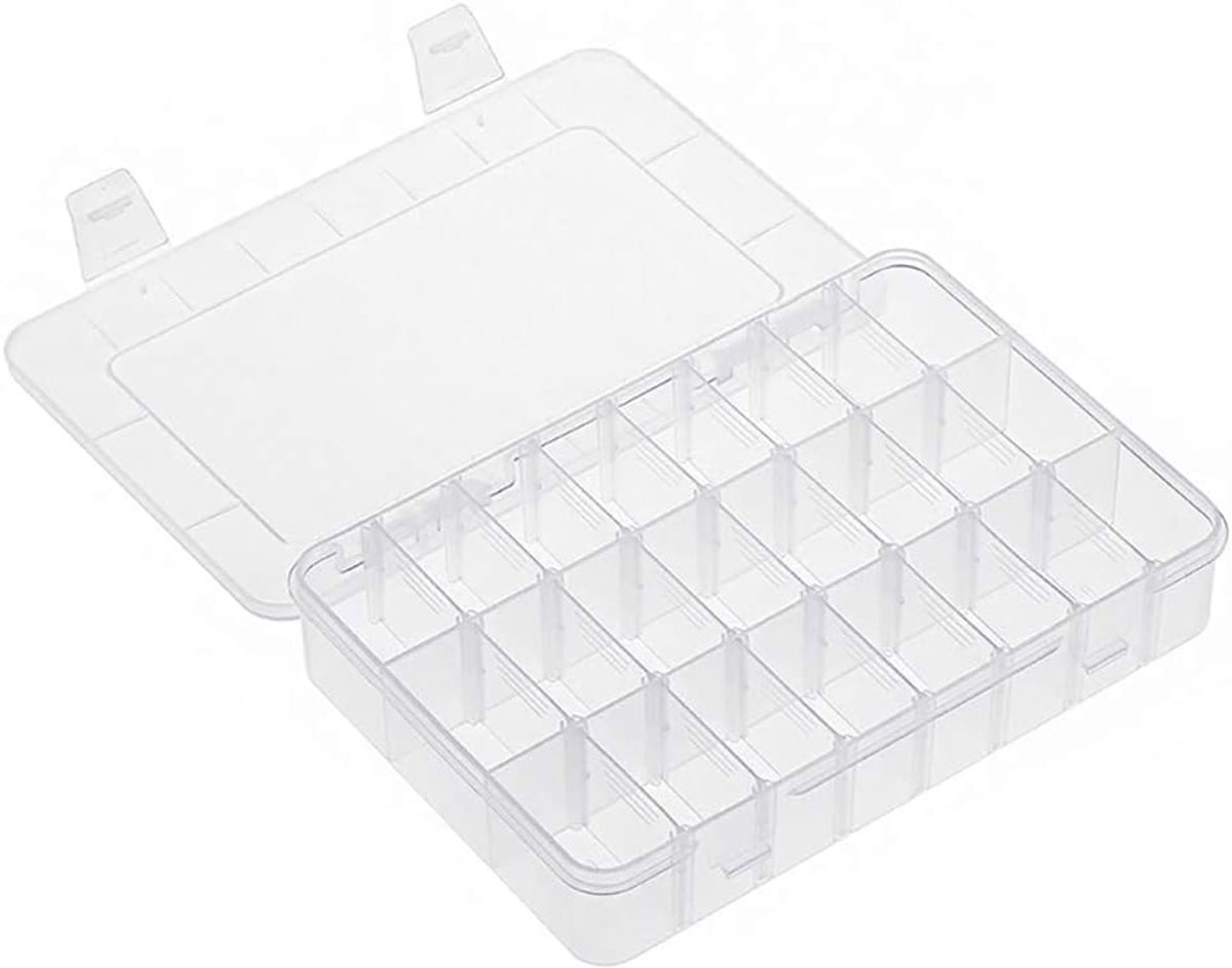 24 roosters doorzichtige opbergdoos met vak, kunststof sieradenorganizer, doos voor washi-tape, handwerk, kralen - ShopVlot